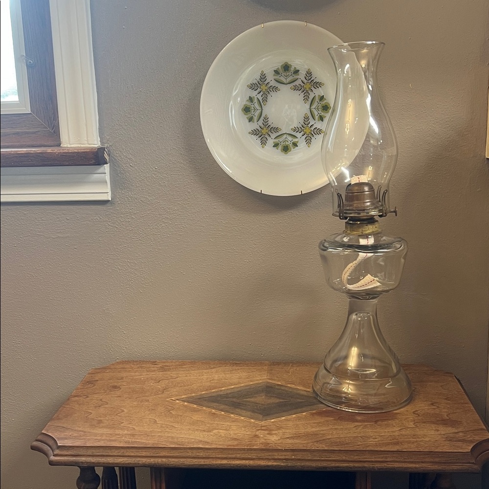 Vintage  glass hurricane  oil lamp